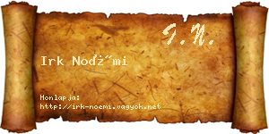 Irk Noémi névjegykártya